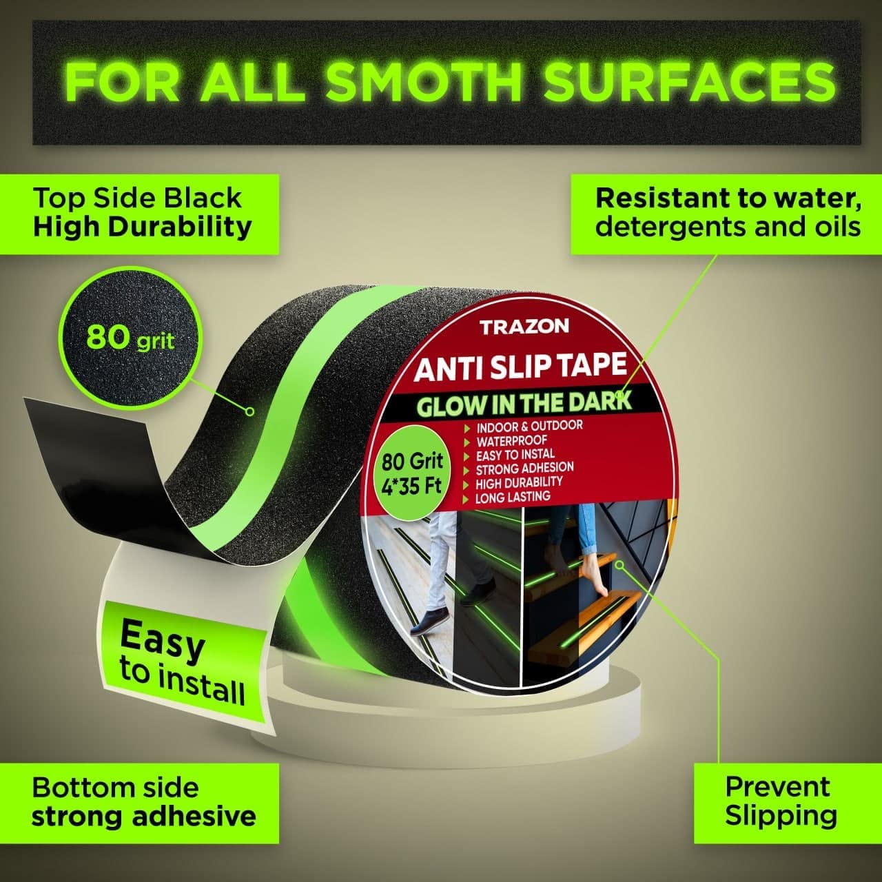 Anti Slip Tape Strong Grip | Waterproof | Glow-in-Dark
