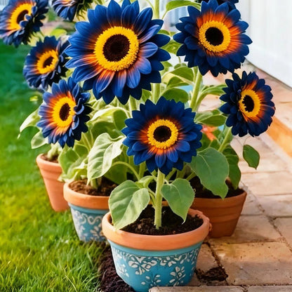Blue Flame Sunflower Seeds with Organic Pot Mix Combo
