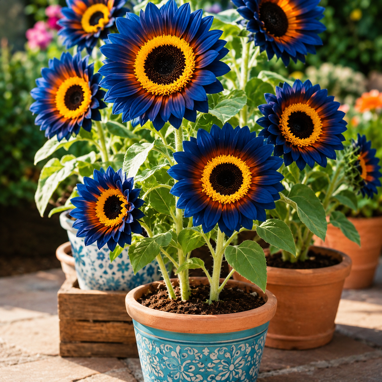 Blue Flame Sunflower Seeds with Organic Pot Mix Combo